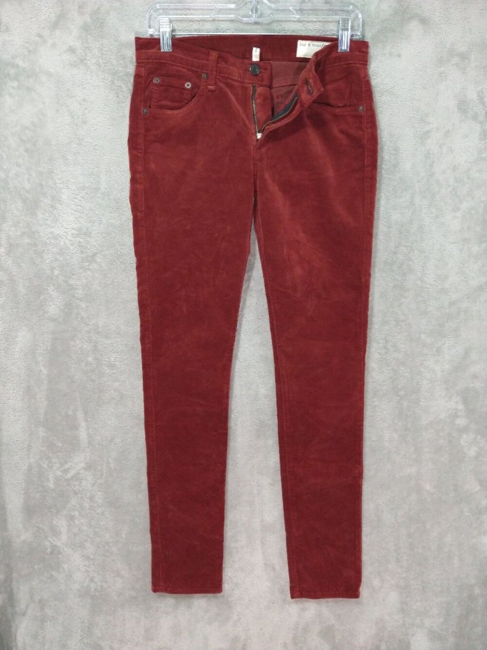 Rag and Bone Jeans Pants Womens 27 Red Corduroy Skinny Mid Rise Stretch
